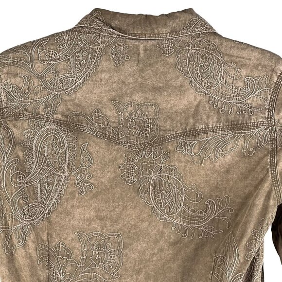 VTG Natural Reflections Womens L Embroidered Shacket Snap Up Long Sleeve Western - Picture 3 of 15